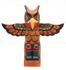 Vintage Northwest Coast Native American Hand Carved Wood Totem Pole 8.75