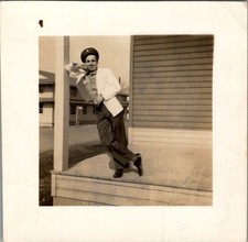 Soldier in Garrison Cap at Jefferson Barracks MO 1950s Photograph Snapshot Army picture