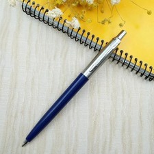 Blue & Chrome Metal Ballpoint Pen, Medium Point, Royal Blue Ink, New in Box picture