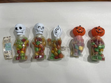 Lot (5) Vintage E Rosen Halloween Plastic Ghost Skeleton Pumpkin Candy Container picture