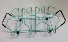 Vtg RARE MCM 60s Atomic Beverage 6 Glass Holder Caddy Aqua Black Wire Ball Feet picture