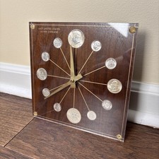 Marion Kay  1964 Last United States Silver Coinage Clock 72 Walnut MCM picture