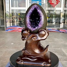 7.14LB Large Natural Amethyst geode quartz cluster crystal Egg specimen Healing picture