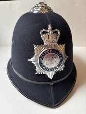 Vintage British Metropolitan Police Custodian Helmet EIIR Bobby Hat Star Badge picture