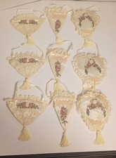 VTG Lot of 9 Satin Lace Ribbon Ornaments Grannycore CottageCore Shabby Chic picture
