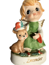 Vintage Napco December Angel Figurine C9046 Birthday Angel With Deer Japan picture