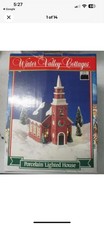 WINTER VALLEY COTTAGES CHRISTMAS VILLAGE PORCELAIN LIGHTED HOUSE CHURCH 1994 picture