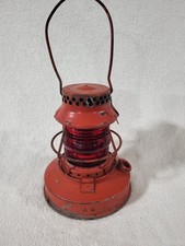 Vintage Handlan No 57 Kerosene Lantern Laclede Gas Co St Louis Red Fresnel Globe picture