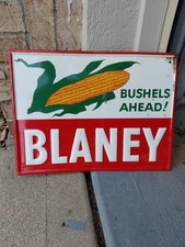 c.1950s Original Vintage Blaney Corn Seed Sign Metal Embossed Bushels Farm Feed picture