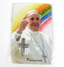 Pope Francis Plastic Card with Original Vedele Cross Small Pendant - Italy - New picture