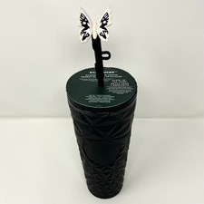 2025 Starbucks Halloween Black Butterfly Prizm Glow In The Dark Tumbler 24oz picture