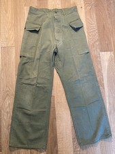 MINT WWII US Army M-1943 HBT Herringbone Twill Cargo Trousers Olive Drab Button  picture