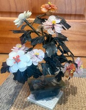 Vintage Chinese Bonsai Tree, Jade, Quartz, Rose Quartz, 11”w X 12”h - hand made picture