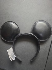 Disney Parks Mickey Mouse Black Vinyl Ears Headband Mickey Mouse on Side picture