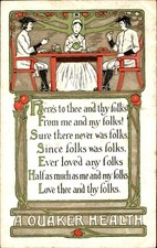 New Year's Three Quaker Figures at Table c1910s-20s Vintage Postcard picture