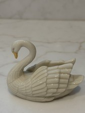 Lenox Porcelain Swan Figurine w/ 24k gold trim Place card holder/ cake topper picture