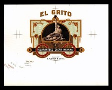 El Grito - 100+ Years Old - Original Genuine - Proof EX RARE Cigar Box Label picture