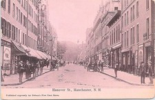 Lithograph Manchester NH Downtown Street Scene early 1900s picture