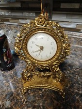 Vintage MATSON K800 24K Gold Plated Metal Plug in Mantle, Desk Clock works great picture