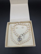 Honora Pearl Necklace, Bracelet, and Earrings Set Genuine & Pearl Silver picture
