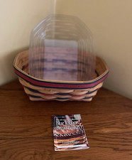NEW 1999 Longaberger All American Blue Ribbon Bread Basket Combo Liner Protector picture