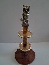 Vintage Eaton's Carousel Photo Frame Holder Revolving Gold Tone Owl 8” Tall  picture