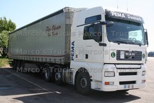 Truck photo MAN TGA 26.440 tarpaulin trailer Germany white PEMA Danmark, #c5vu picture