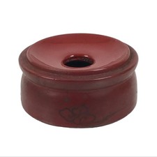 Japanese Buddhist Lacquered Wooden Orin Singing Bell Stand Vtg Red Round BA918 picture