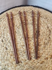 3 Pr. Vintage China / Japan Square Chopsticks w/ Inlaid Mother of Pearl  picture