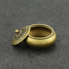 Brass Small Incense Burner Mini Burner Hollow With Lid Incense Burner Toy picture