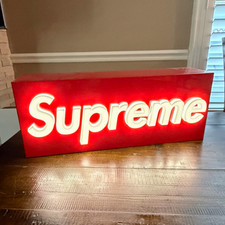 BRAND NEW RARE Supreme Logo Accent Lamp Sign Red/White Corded Electric Switch picture