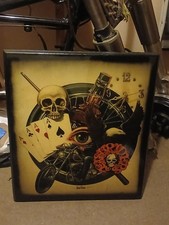 Vintage 1988 David Mann Easyrider Rare Aces Wild Harley  Wall Clock  18x21 works picture