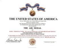 The Air Medal Replacement Certificate   Army Navy Air Force Marines Coast Guard picture