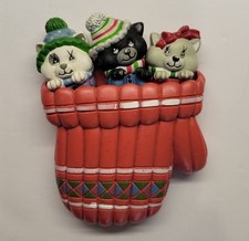 Giftco Vintage 80s 3 Little Kittens Mitten Refrigerator Magnets Anthropomorphic  picture