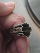 Harley Davidson & Thierry Martino Black Onyx  925 Sterling Mens Ring 7.5 Used picture