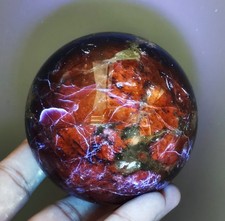 1LB Natural Rare Blue Sodalite Sphere Ball UV Reactive Reiki Stone Healing picture