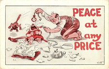 Antique Comic Postcard Peace At Any Price Baby Humor Invitation VTG picture