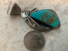 Navajo Peter Johnson vintage sterling silver turquoise pendant picture