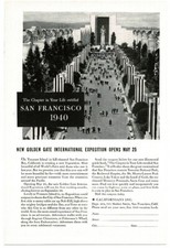 1940 San Francisco World's Fair Golden Gate Exposition Vintage Print Ad picture