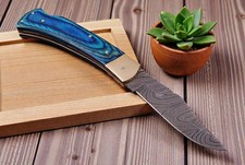 Handmade Back lock Folding Pocket Knife Hand Forged Damascus Steel Blade picture
