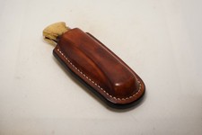 handmade buck 110 custom leather sheath mahogany brown, waxed, Sheath Only picture