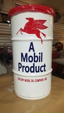 MOBILGAS PEGASUS 1930S 1940S 1950S VINTAGE GAS STATION STYLE 16 GALLON TRASHCAN picture