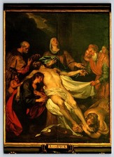 Lamentation of Christ Virgin Mary Grieving 1627 van Dych Postcard UNP 4x6 picture