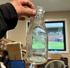 The H E Koontz Creamery Westminster MD Maryland Emb Pt Milk Bottle Dated 1929 picture