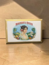 Rare Antique 9x6 Merchants Queen Cigar Embossed Celluloid Counter Sign c1910 picture