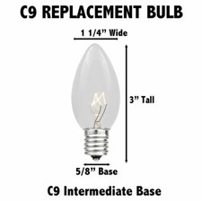 C9 7W Box of 25 Bulbs-Opaque & Transparent-17 variations picture
