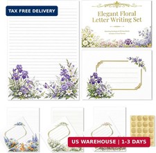 Elegant Floral Stationary Set Letter and Envelopes with 4 Unique Designs, Lined picture