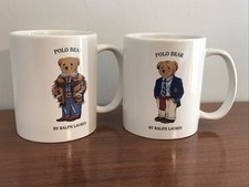 1997 Ralph Lauren Polo Bear Mug Set Of 2 Ranch And Blazer Bear Vintage picture