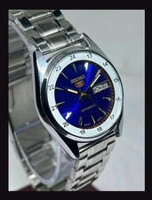 Seiko automatic Vintage  mechanical Blue Dial Day Date  men's wristwatch Watch picture