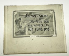 PURE ICE movie theatre ad NEGATIVE glass slide picture